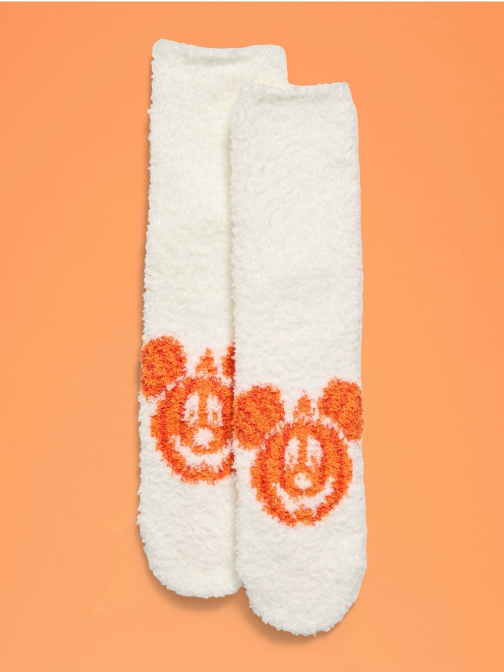 Old Navy White Disney pumpkin 🎃 Orange Fuzzy Character Crew Socks